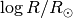\log{R / R_{\odot}}
