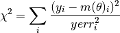 \chi^2 = \sum_i \frac{(y_i - m(\theta)_i)^2}{yerr_i^2}